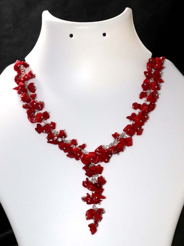 Collana uva corallo - , rosso