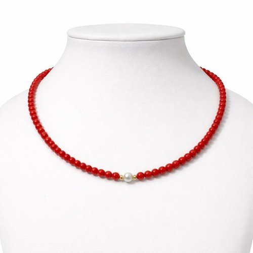 Collana corallo rosso con - rosso,