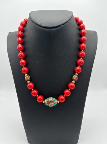 Collana corallo rosso 14mm - 14mm, con
