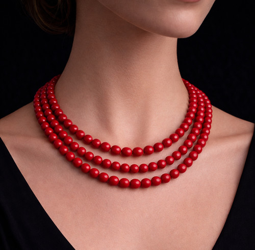 Collana corallo rosso fili - corallo,